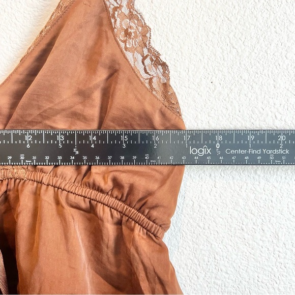 NWT American Eagle Y2K Boho Babydoll Crop Top S Brown Lace Trim V-Neck Cute - Picture 8 of 12